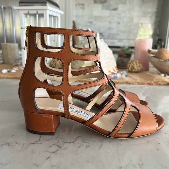 Jimmy Choo Brown Ren Sandals - Picture 3 of 11